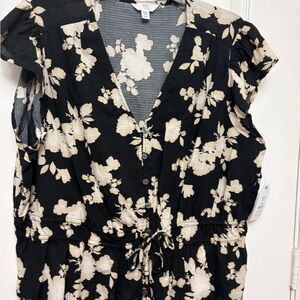 Time and Tru Black and Cream Floral Dress